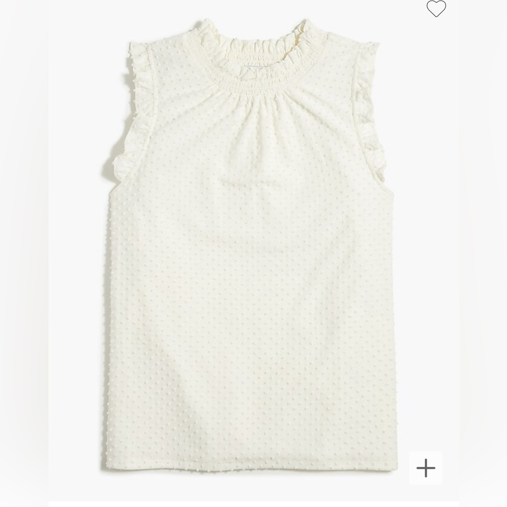 JCrew Swiss Dot Smocked- Neck Tank. Size S. NWT